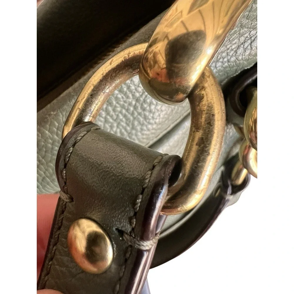 Coach Soft Pebbled Leather Green Shoulder‎ Bag Brooke H1194-F17165 Gold Accents